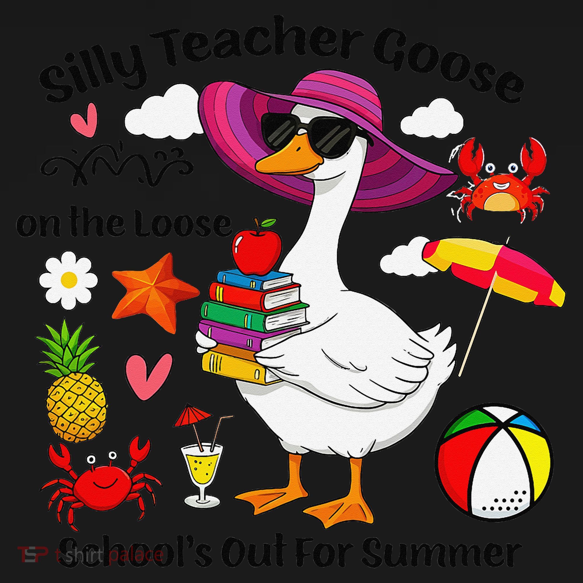 Last Day Of School Teacher Silly Goose Schools Out Summer Women's Hoodie