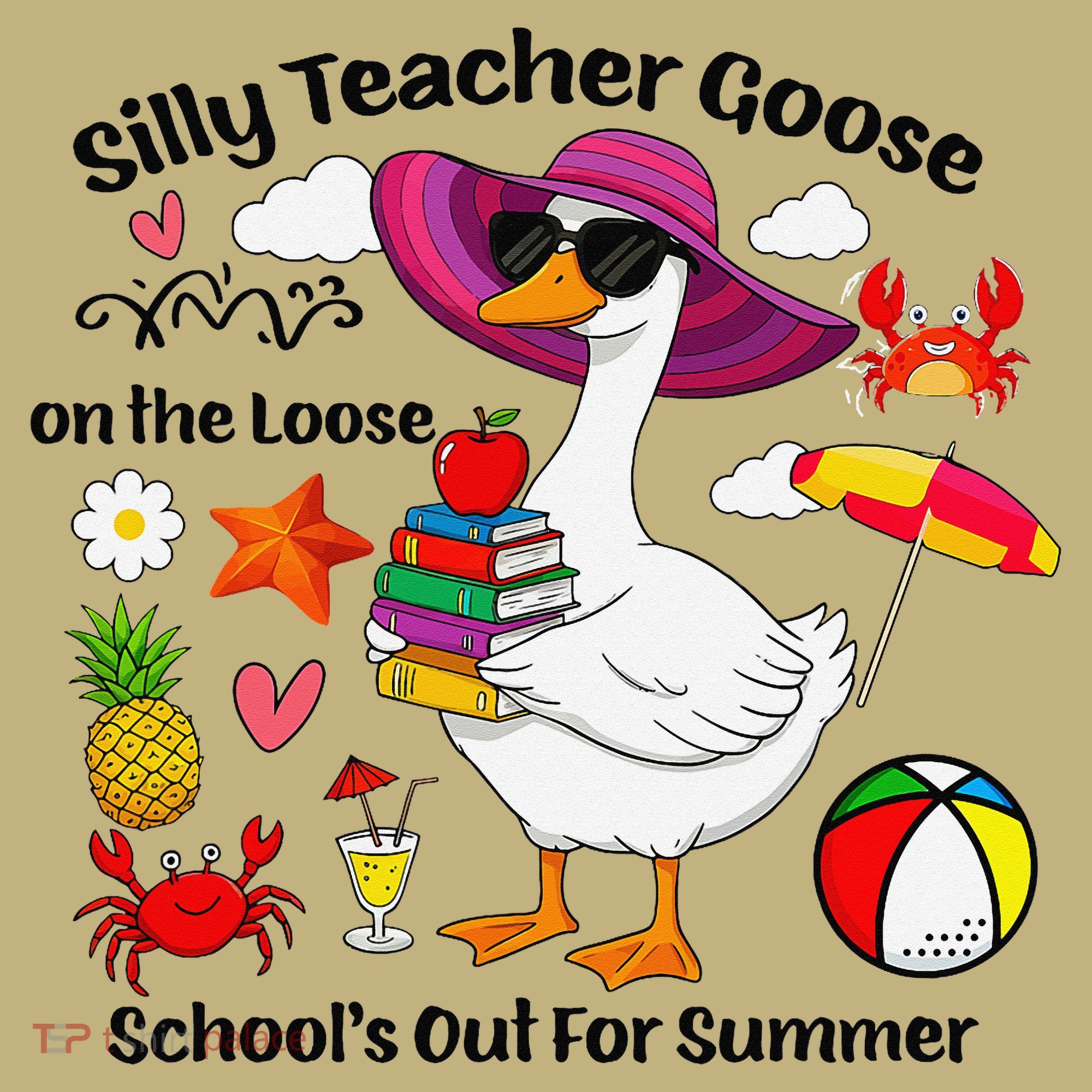 Last Day Of School Teacher Silly Goose Schools Out Summer Polo