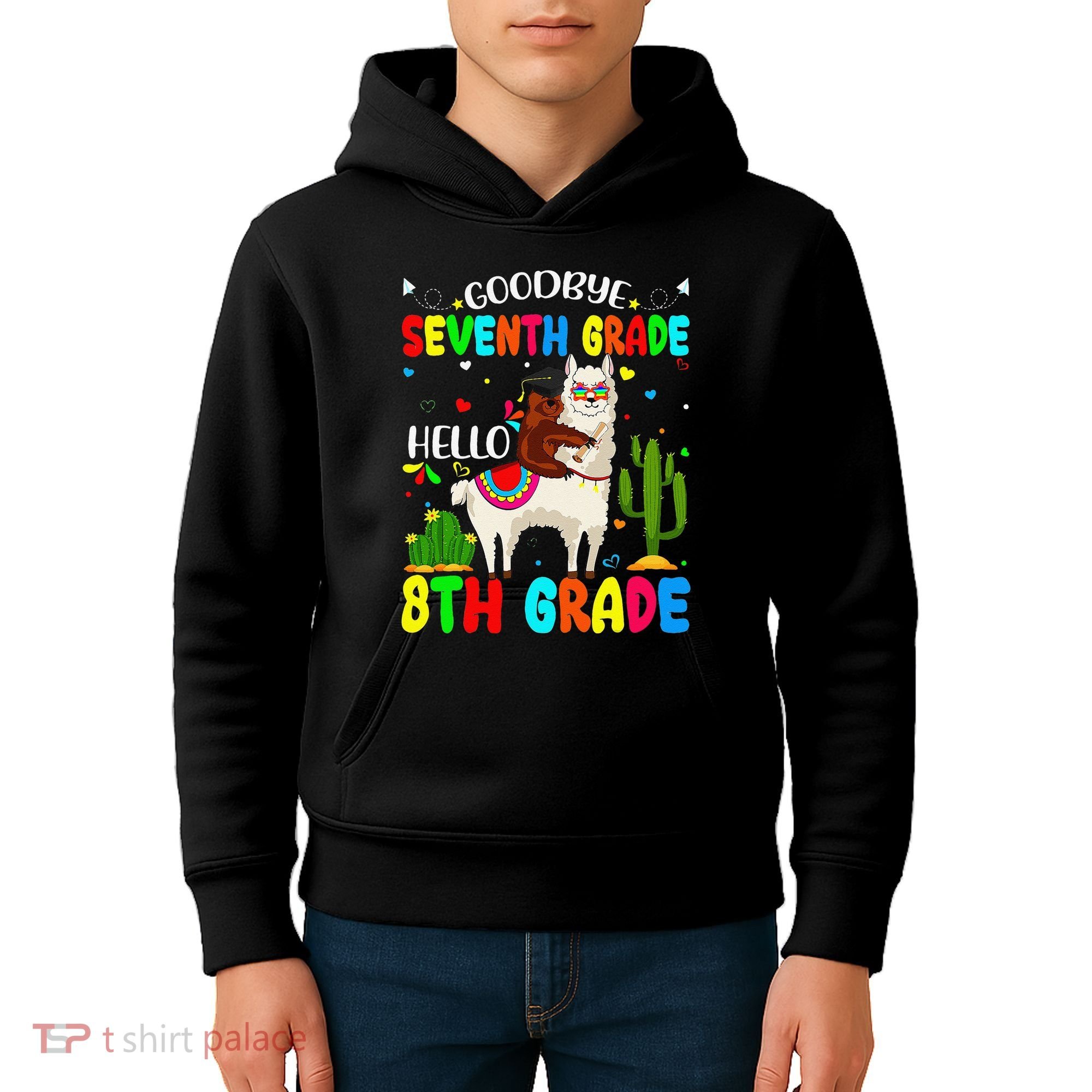 Last Day Of School Goodbye Seventh Grade Hello 8th Grade Kids Hoodie