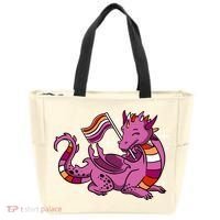 Lesbian Dragon Orange Pink Lesbian Pride Cute Gift Tote Bag thumb 0