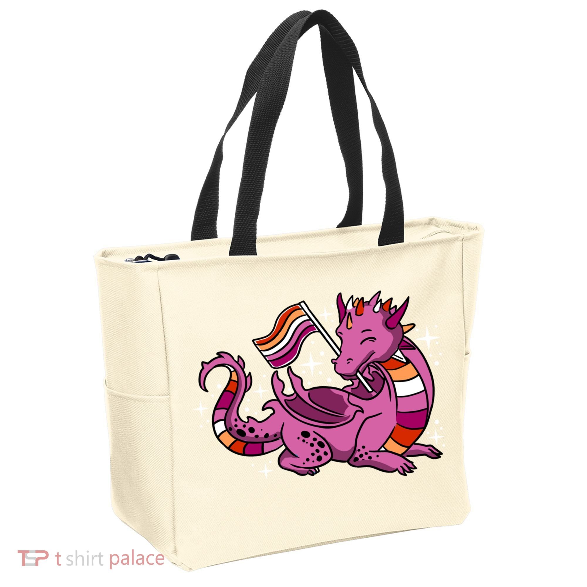 Lesbian Dragon Orange Pink Lesbian Pride Cute Gift Tote Bag