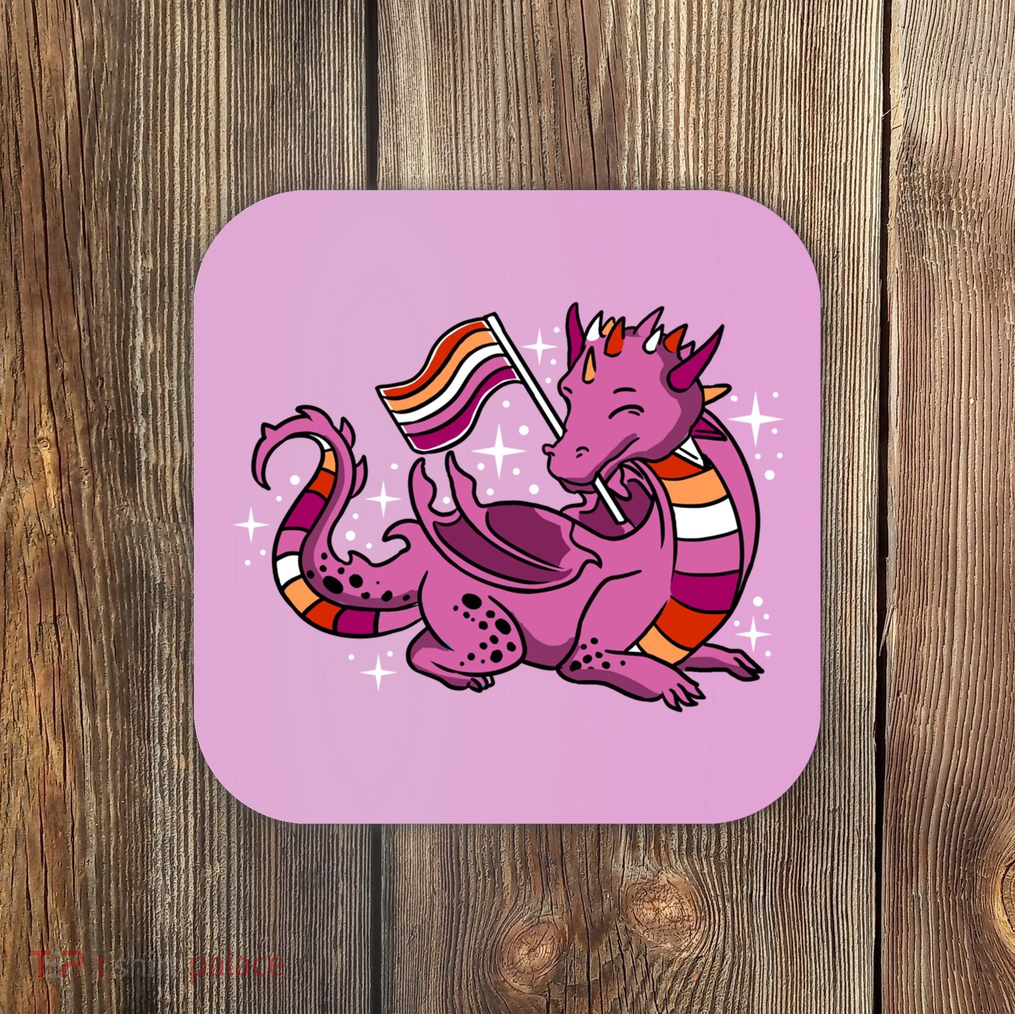 Lesbian Dragon Orange Pink Lesbian Pride Cute Gift Coaster