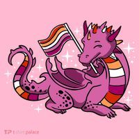Lesbian Dragon Orange Pink Lesbian Pride Cute Gift Coaster thumb 2