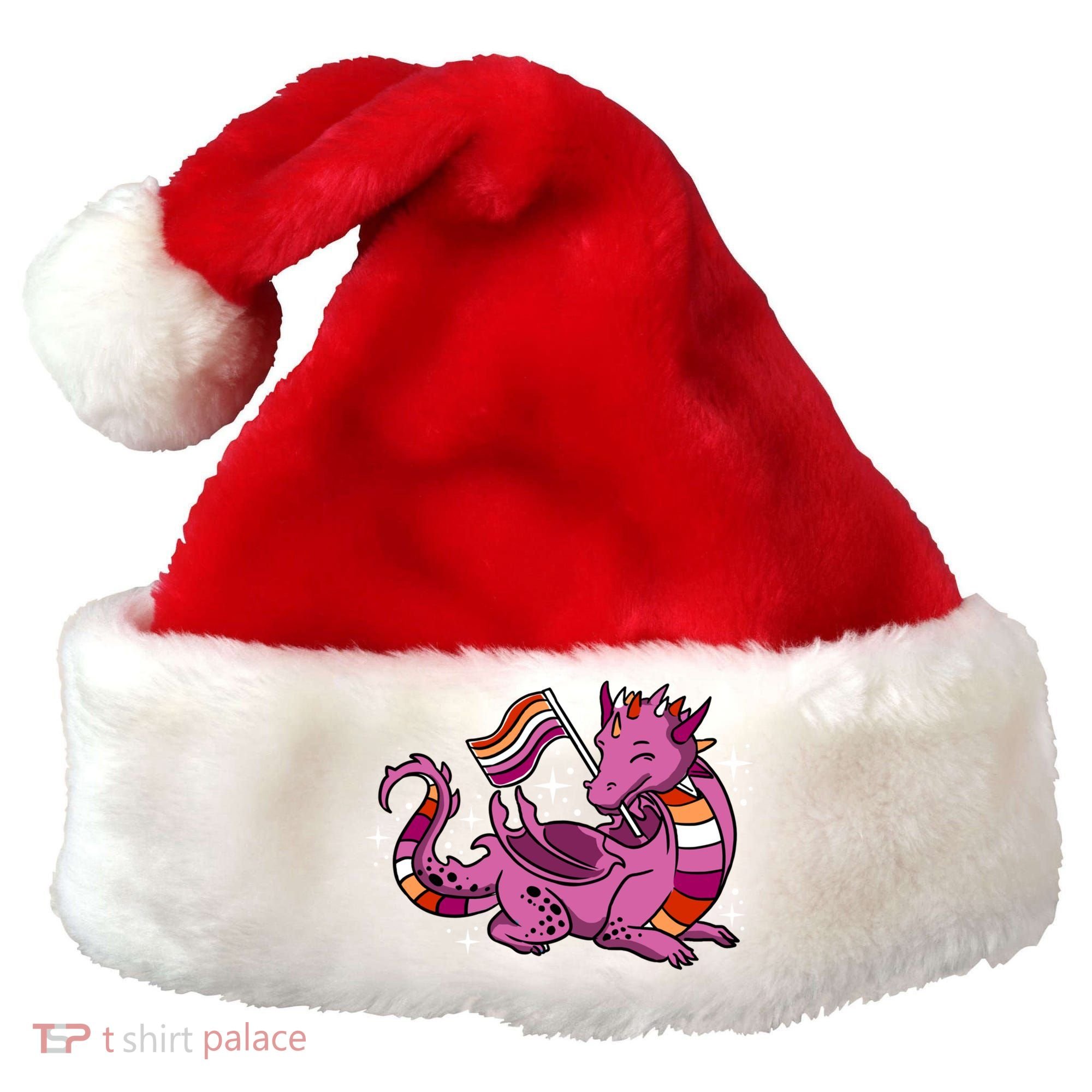 Lesbian Dragon Orange Pink Lesbian Pride Cute Gift Santa Hat