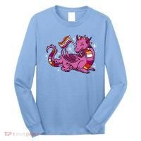 Lesbian Dragon Orange Pink Lesbian Pride Cute Gift Long Sleeve Shirt thumb 0