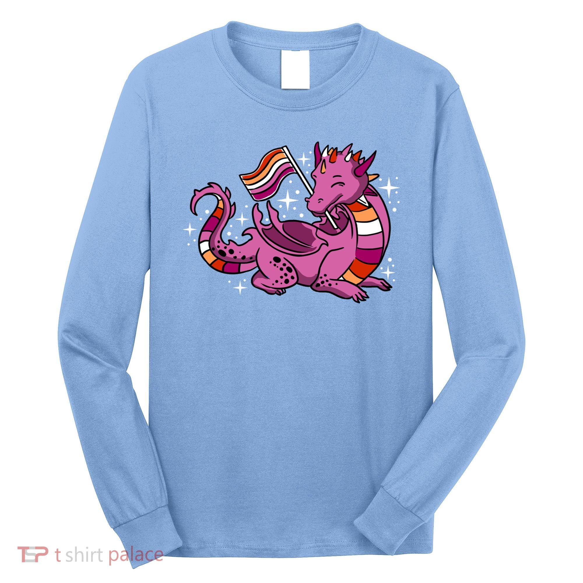 Lesbian Dragon Orange Pink Lesbian Pride Cute Gift Long Sleeve Shirt