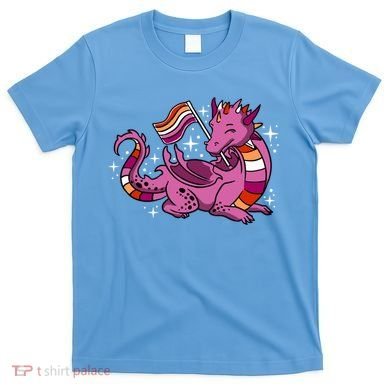 Lesbian Dragon Orange Pink Lesbian Pride Cute Gift T-Shirt
