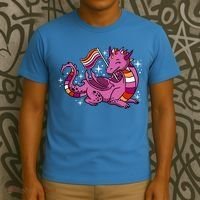 Lesbian Dragon Orange Pink Lesbian Pride Cute Gift T-Shirt thumb 3