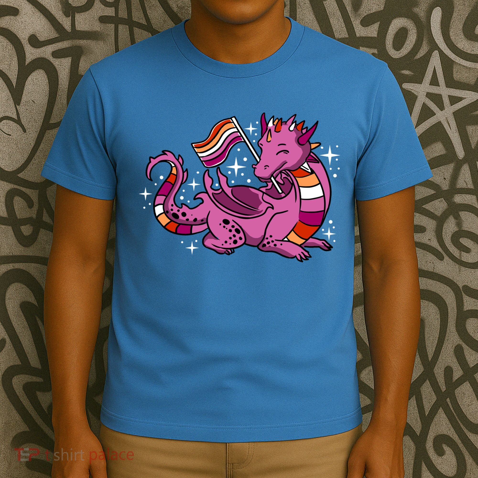 Lesbian Dragon Orange Pink Lesbian Pride Cute Gift T-Shirt