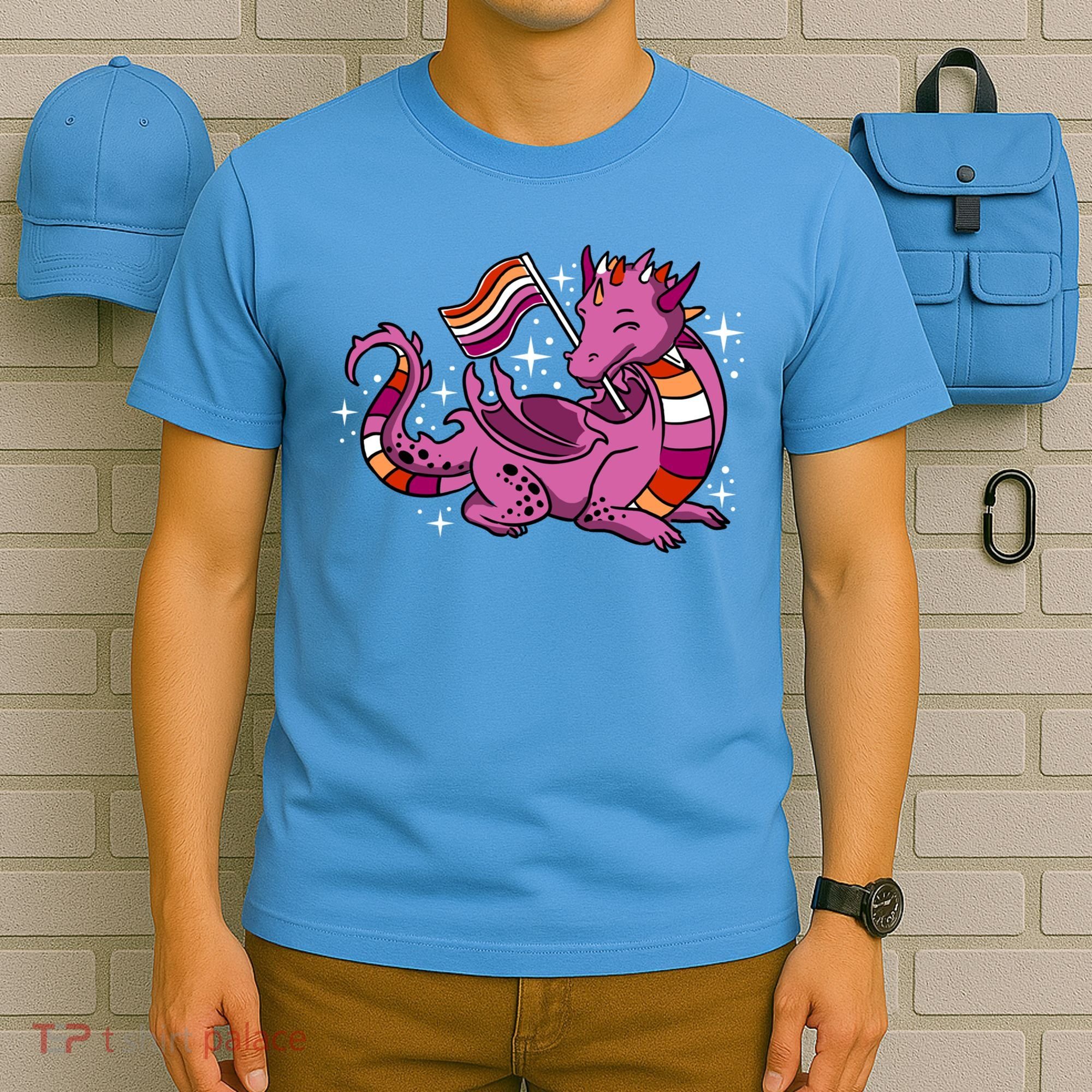 Lesbian Dragon Orange Pink Lesbian Pride Cute Gift T-Shirt