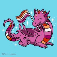 Lesbian Dragon Orange Pink Lesbian Pride Cute Gift T-Shirt thumb 6