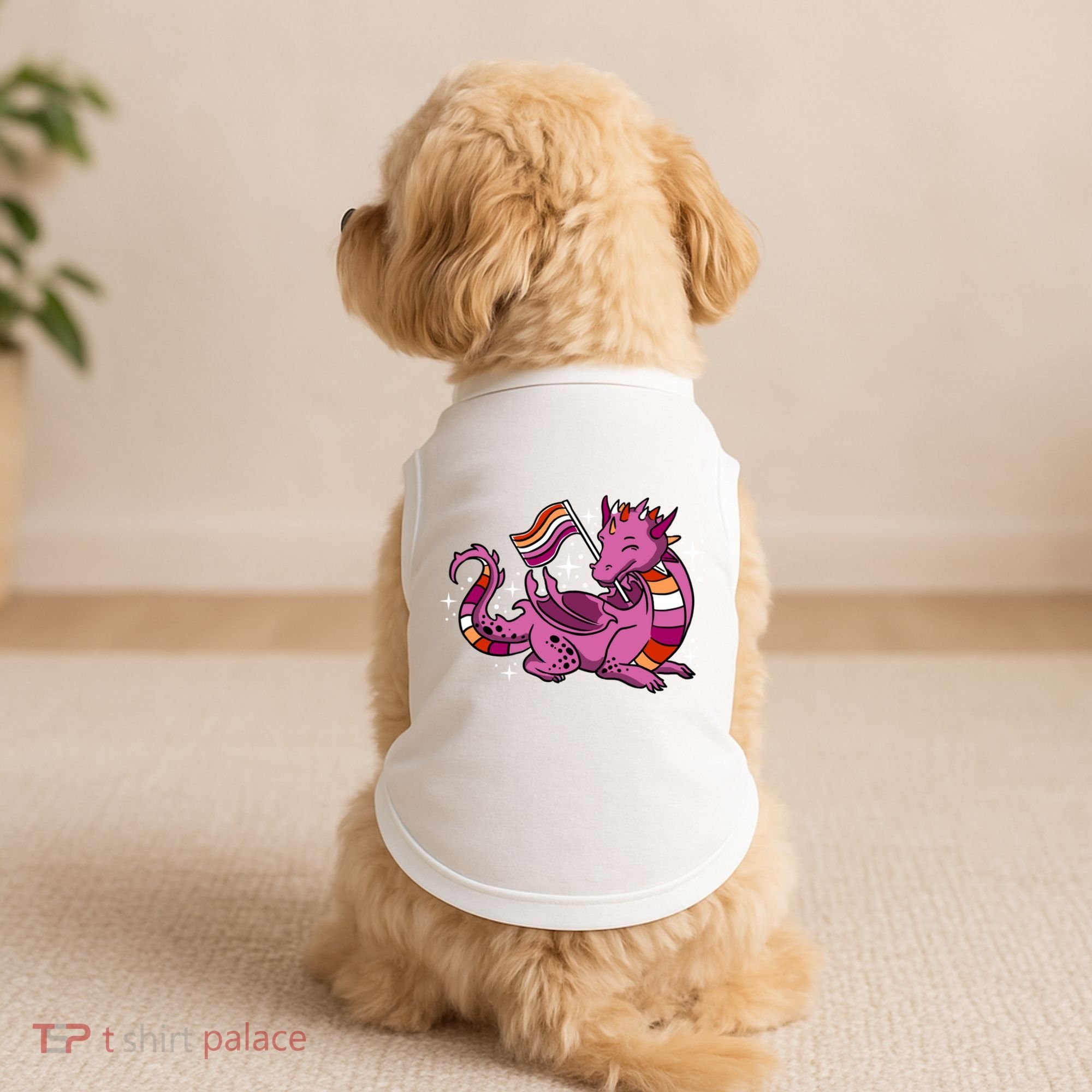 Lesbian Dragon Orange Pink Lesbian Pride Cute Gift Doggie Tank