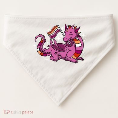 Lesbian Dragon Orange Pink Lesbian Pride Cute Gift USA-Made Doggie Bandana