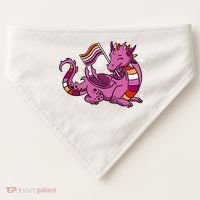Lesbian Dragon Orange Pink Lesbian Pride Cute Gift USA-Made Doggie Bandana thumb 0