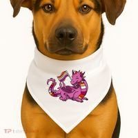 Lesbian Dragon Orange Pink Lesbian Pride Cute Gift USA-Made Doggie Bandana thumb 1