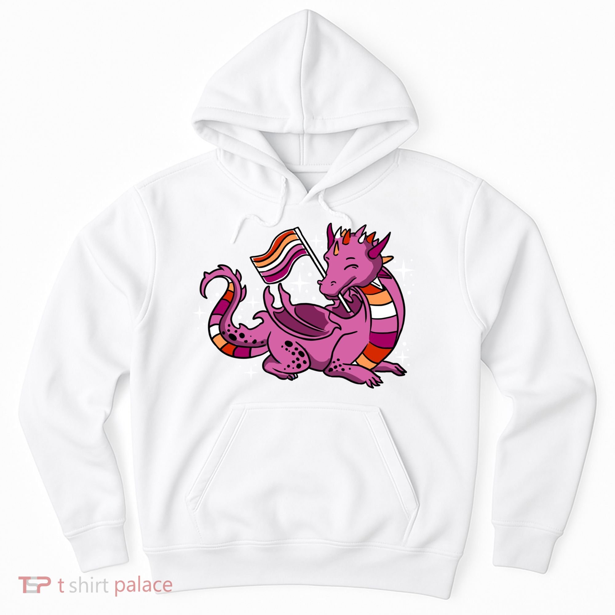 Lesbian Dragon Orange Pink Lesbian Pride Cute Gift Hoodie