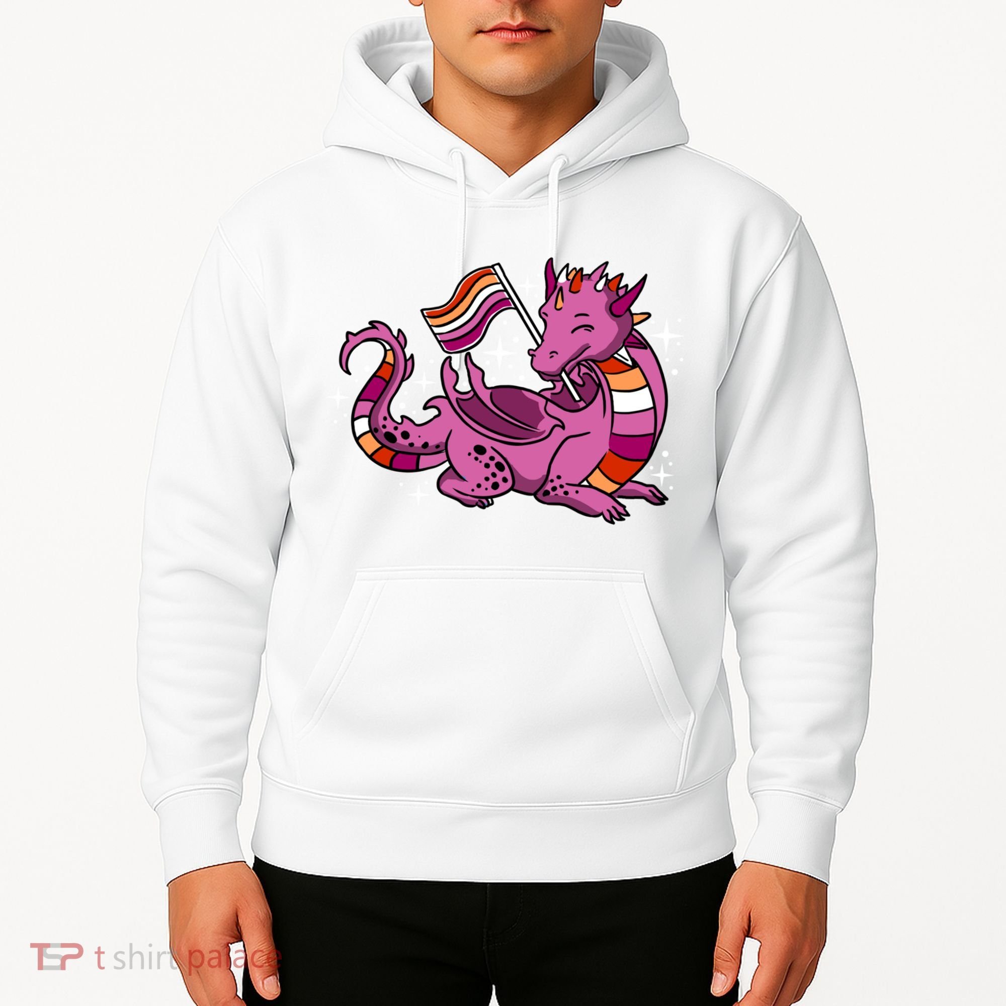 Lesbian Dragon Orange Pink Lesbian Pride Cute Gift Hoodie