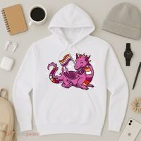 Lesbian Dragon Orange Pink Lesbian Pride Cute Gift Hoodie thumb 3