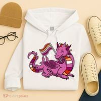 Lesbian Dragon Orange Pink Lesbian Pride Cute Gift Hoodie thumb 4