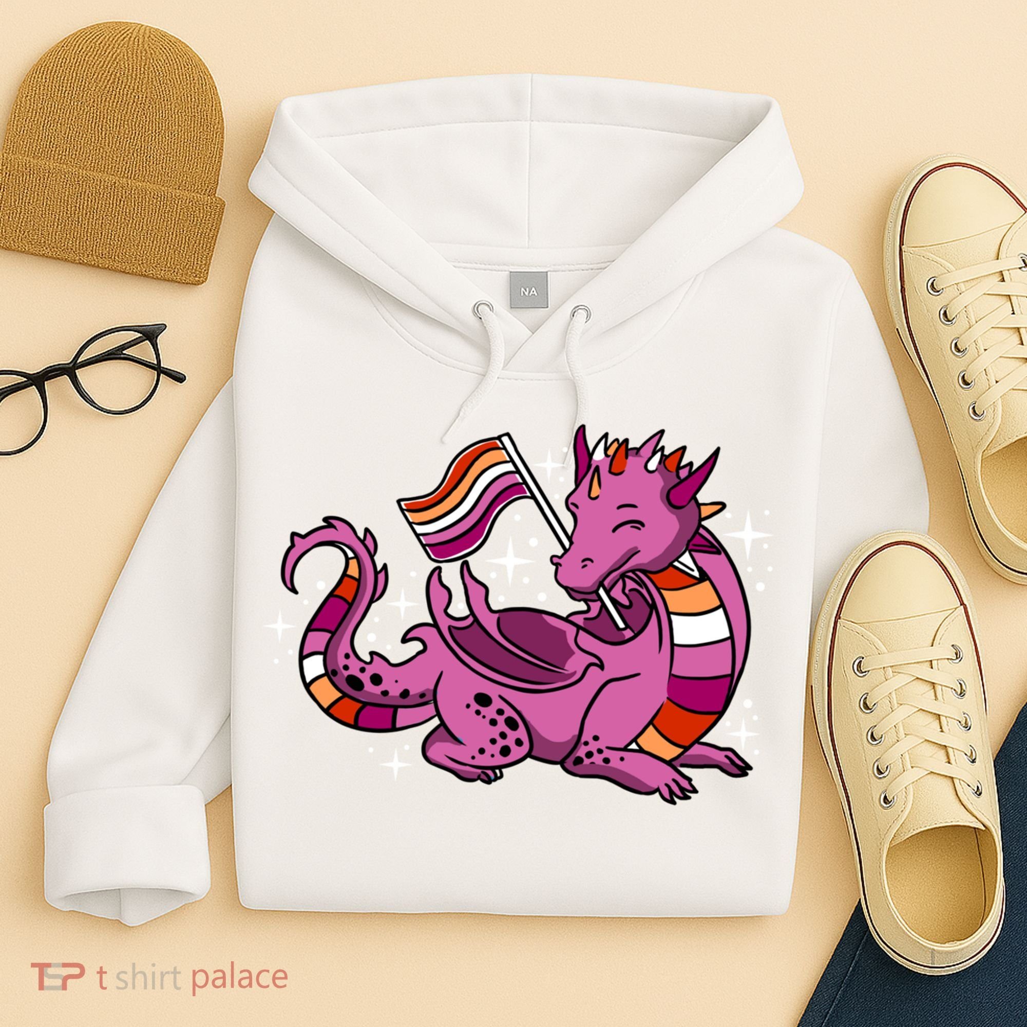 Lesbian Dragon Orange Pink Lesbian Pride Cute Gift Hoodie