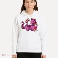 Lesbian Dragon Orange Pink Lesbian Pride Cute Gift Hoodie thumb 5