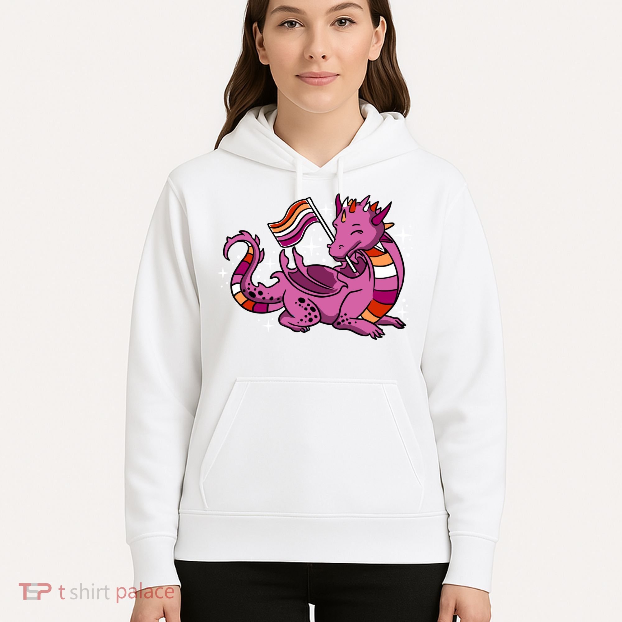 Lesbian Dragon Orange Pink Lesbian Pride Cute Gift Hoodie