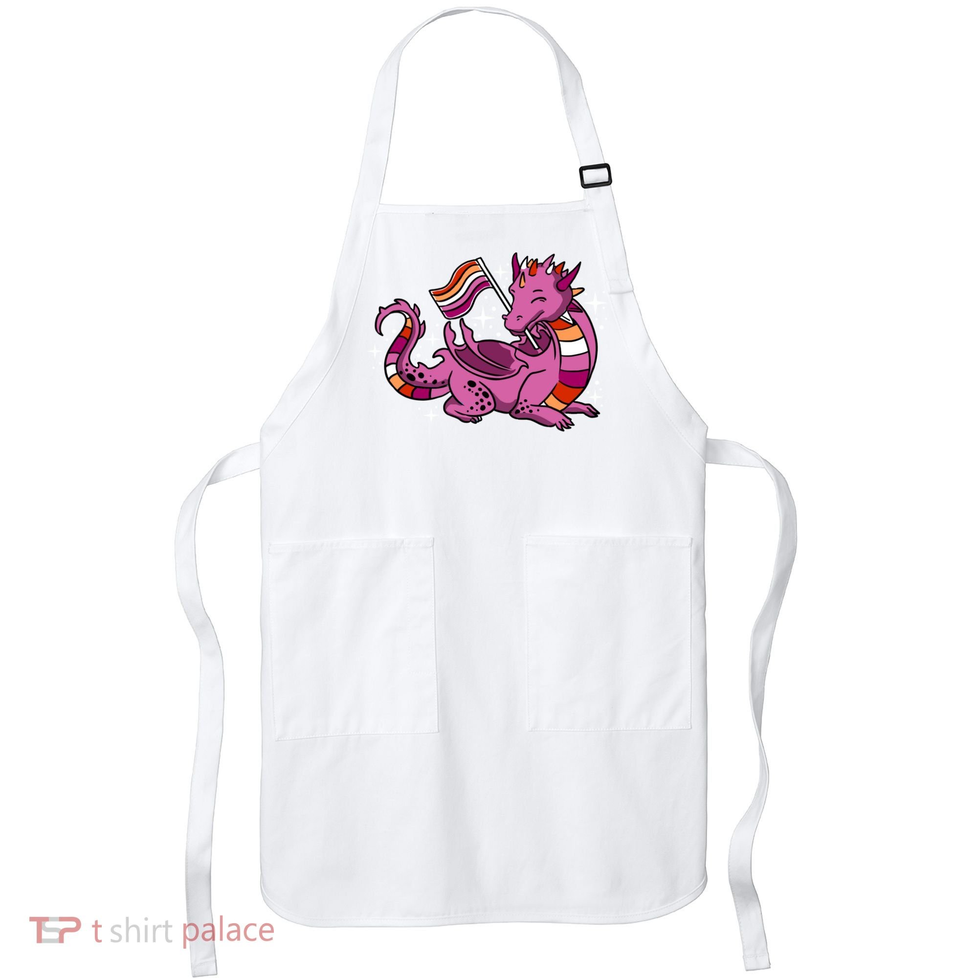 Lesbian Dragon Orange Pink Lesbian Pride Cute Gift Apron