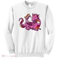 Lesbian Dragon Orange Pink Lesbian Pride Cute Gift Sweatshirt thumb 0