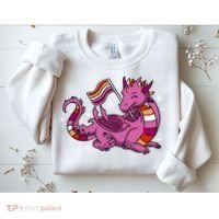 Lesbian Dragon Orange Pink Lesbian Pride Cute Gift Sweatshirt thumb 2