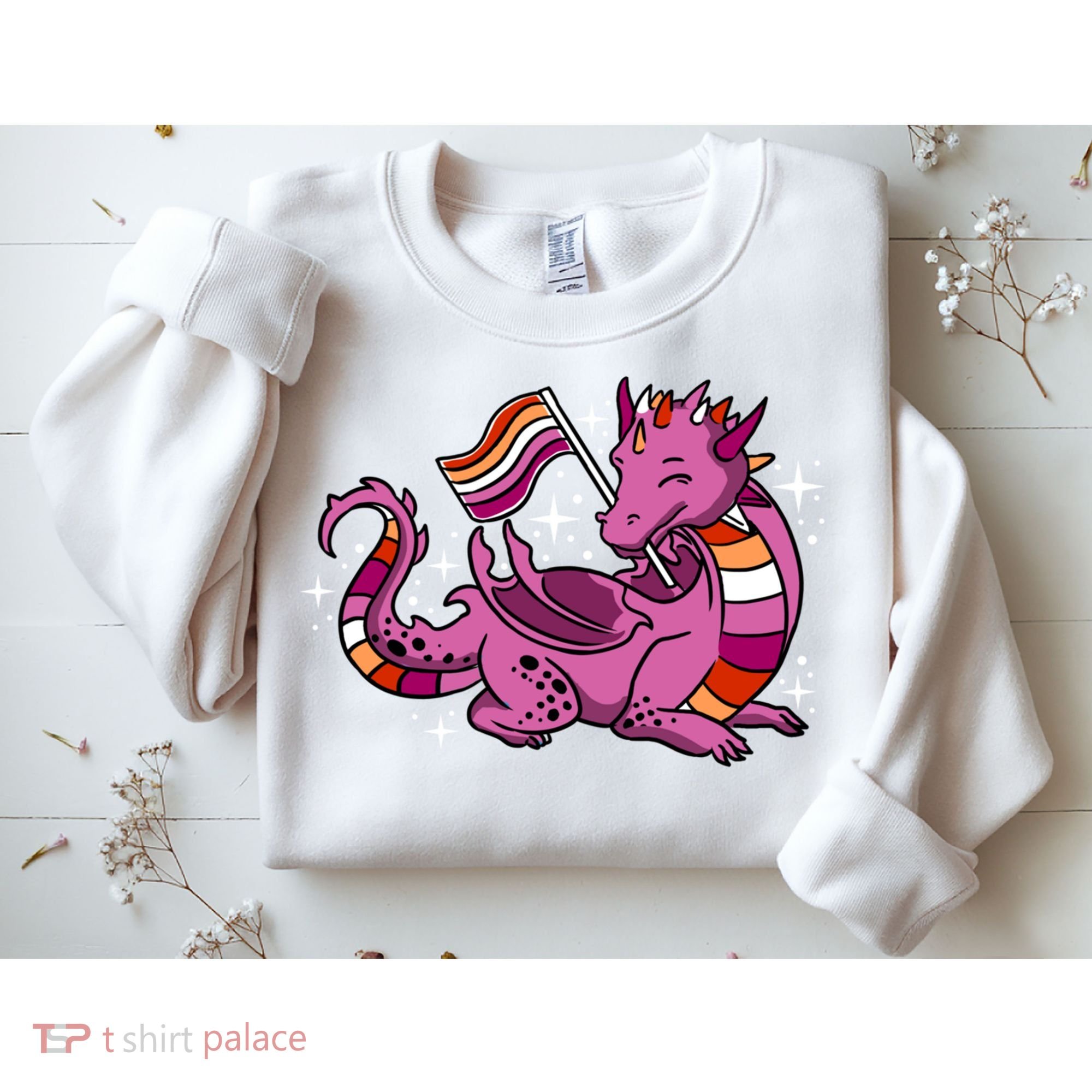 Lesbian Dragon Orange Pink Lesbian Pride Cute Gift Sweatshirt