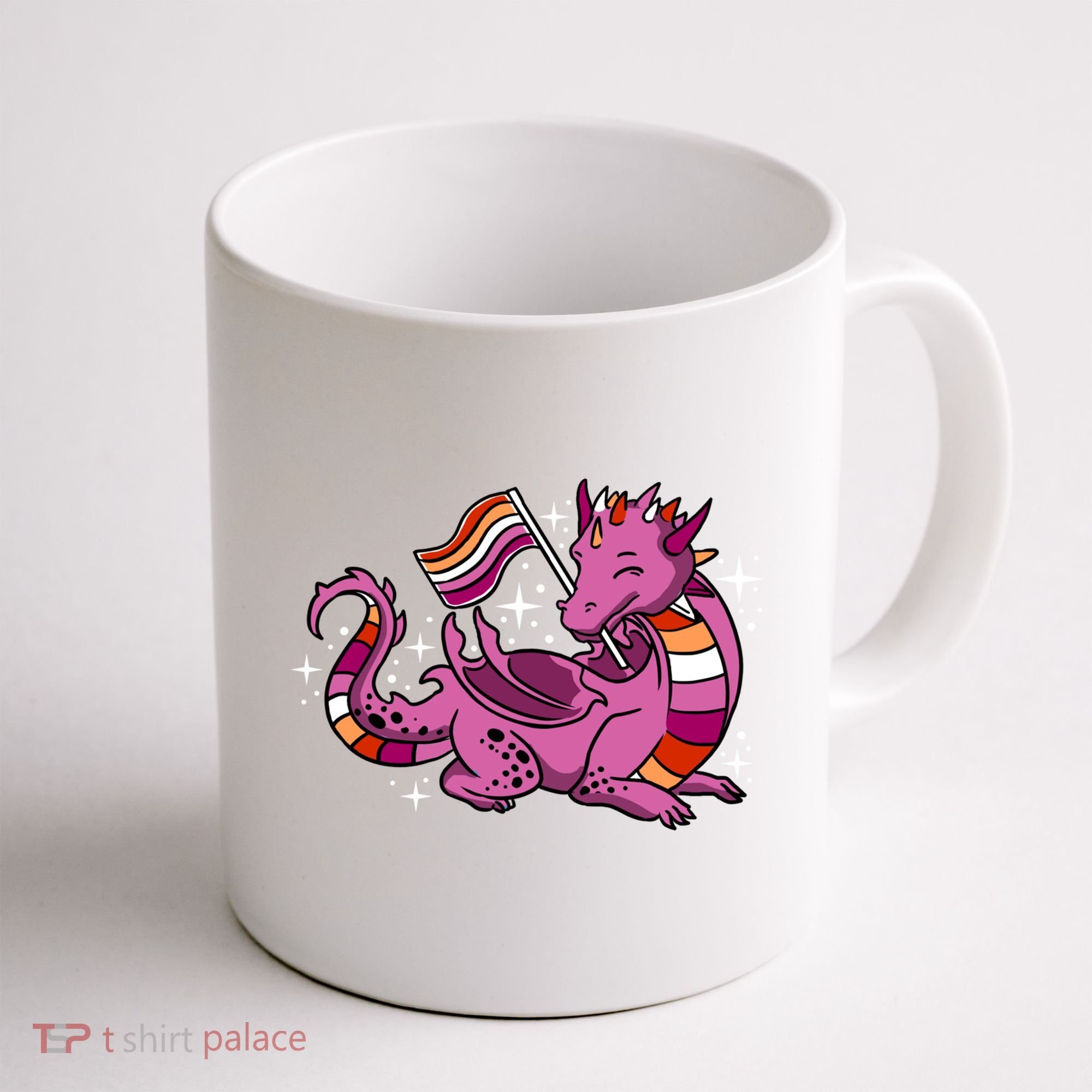 Lesbian Dragon Orange Pink Lesbian Pride Cute Gift Coffee Mug