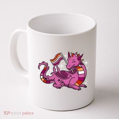 Lesbian Dragon Orange Pink Lesbian Pride Cute Gift Coffee Mug