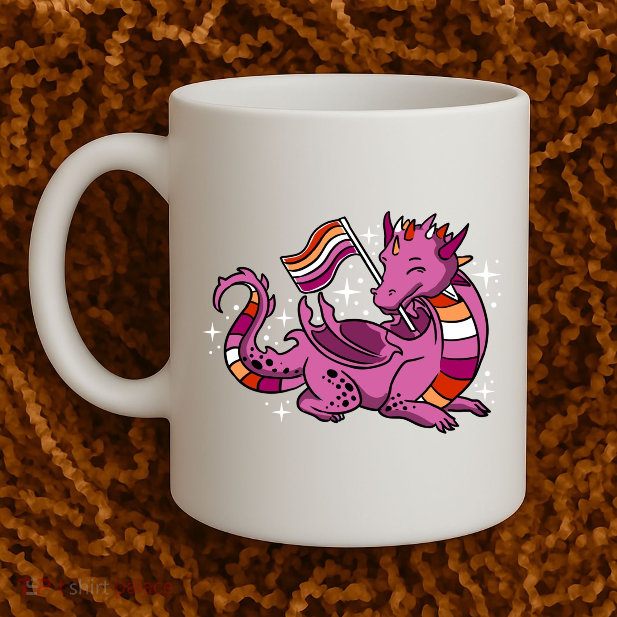 Lesbian Dragon Orange Pink Lesbian Pride Cute Gift Coffee Mug