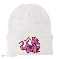 Lesbian Dragon Orange Pink Lesbian Pride Cute Gift Beanie thumb 0