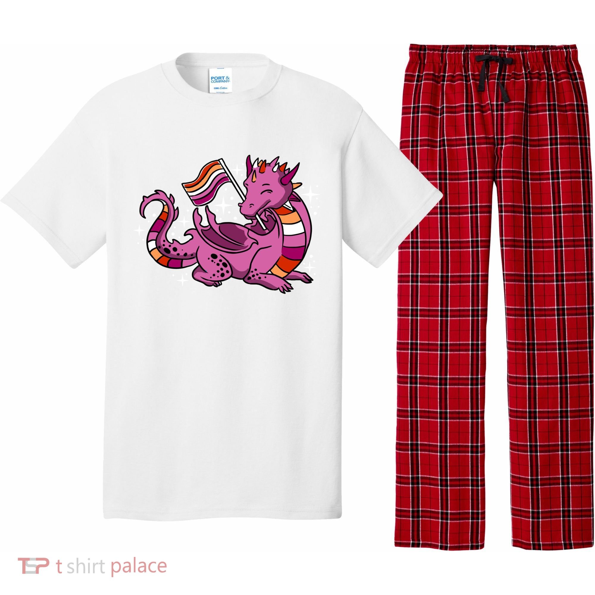 Lesbian Dragon Orange Pink Lesbian Pride Cute Gift Pajama Set