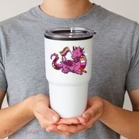 Lesbian Dragon Orange Pink Lesbian Pride Cute Gift Tumbler thumb 2