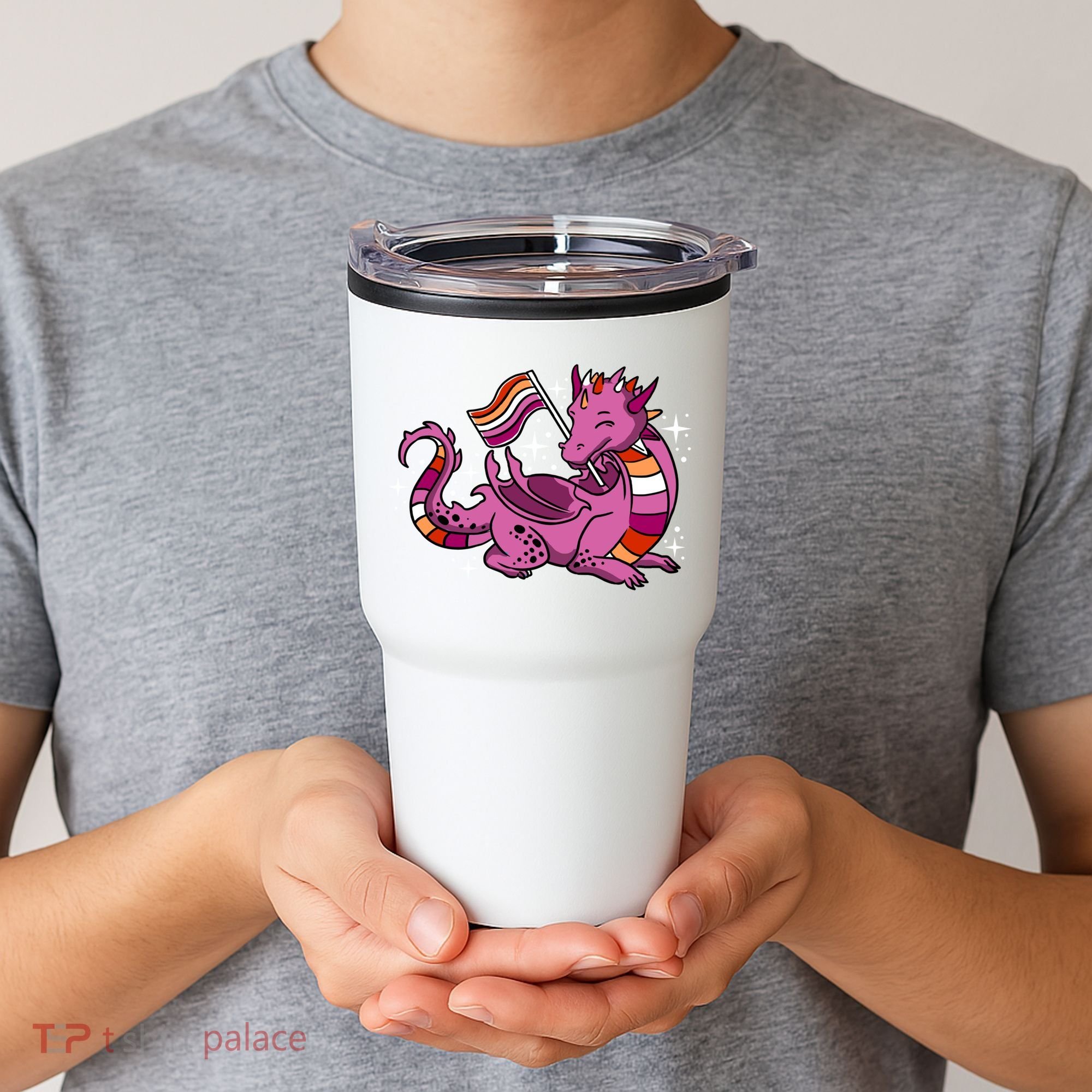 Lesbian Dragon Orange Pink Lesbian Pride Cute Gift Tumbler