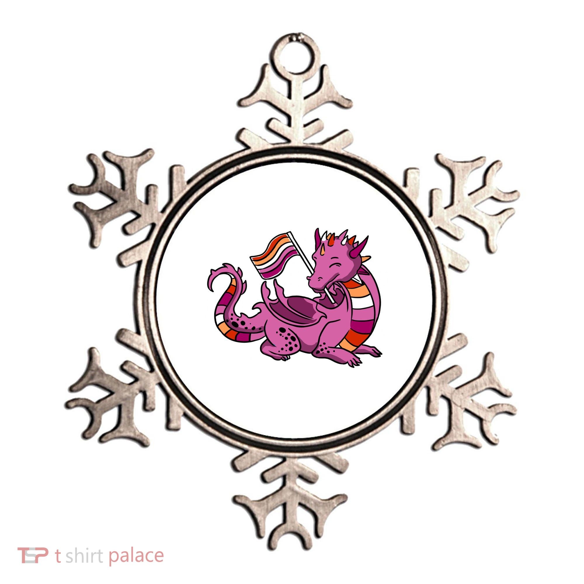 Lesbian Dragon Orange Pink Lesbian Pride Cute Gift Ornament