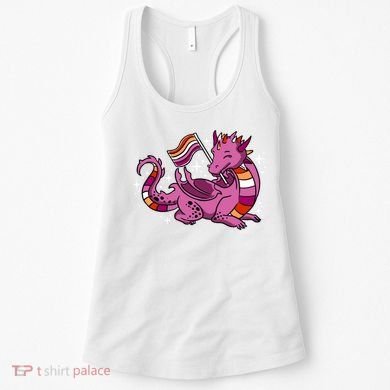 Lesbian Dragon Orange Pink Lesbian Pride Cute Gift Women's Tank Top