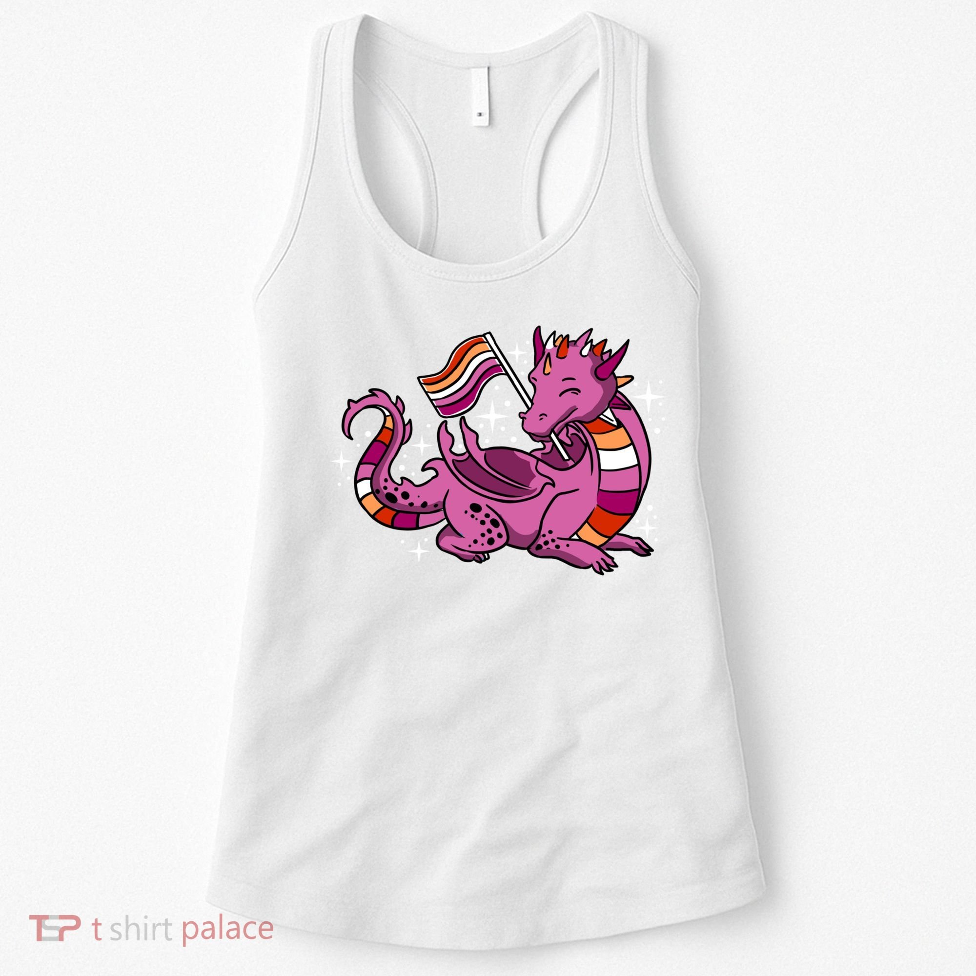 Lesbian Dragon Orange Pink Lesbian Pride Cute Gift Women's Tank Top