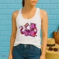 Lesbian Dragon Orange Pink Lesbian Pride Cute Gift Women's Tank Top thumb 2