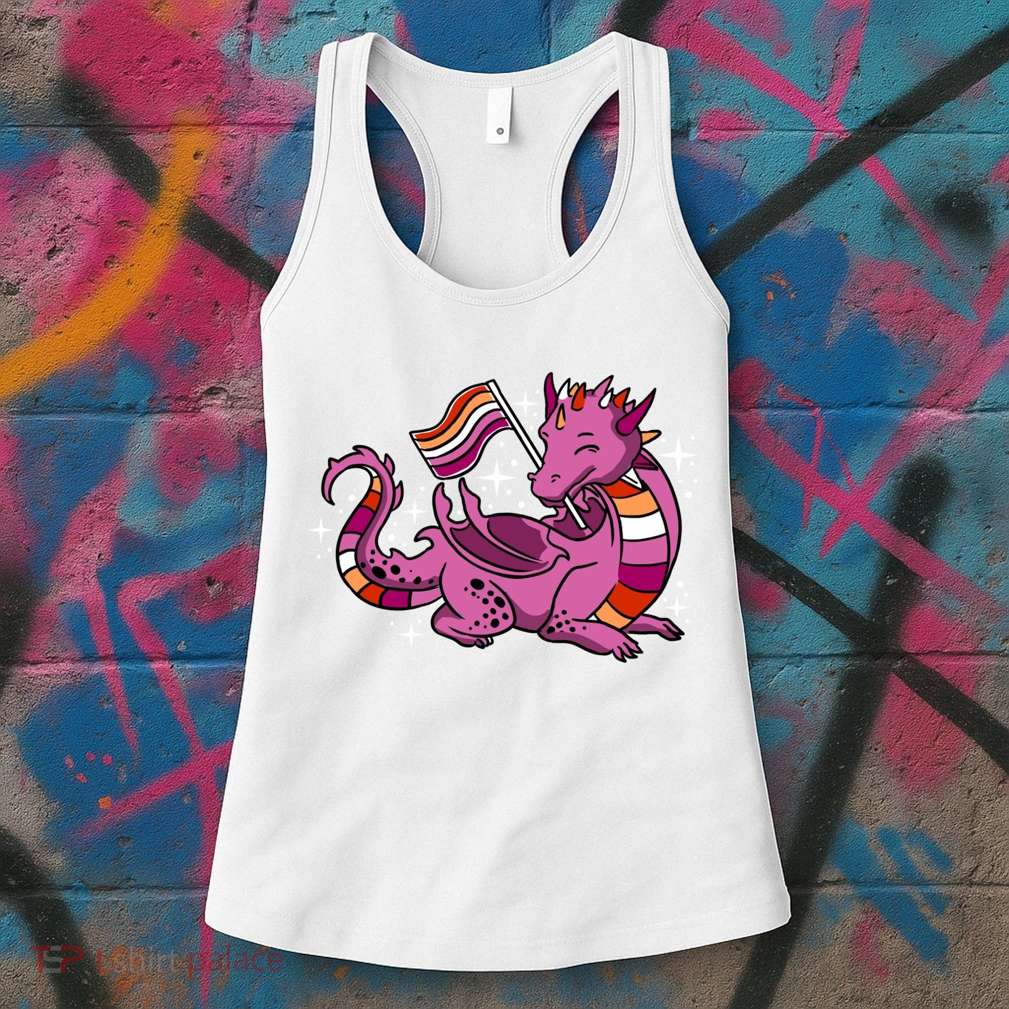 Lesbian Dragon Orange Pink Lesbian Pride Cute Gift Women's Tank Top