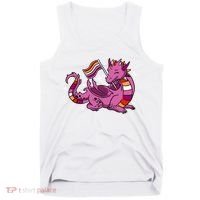 Lesbian Dragon Orange Pink Lesbian Pride Cute Gift Tank Top thumb 0