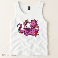 Lesbian Dragon Orange Pink Lesbian Pride Cute Gift Tank Top thumb 2
