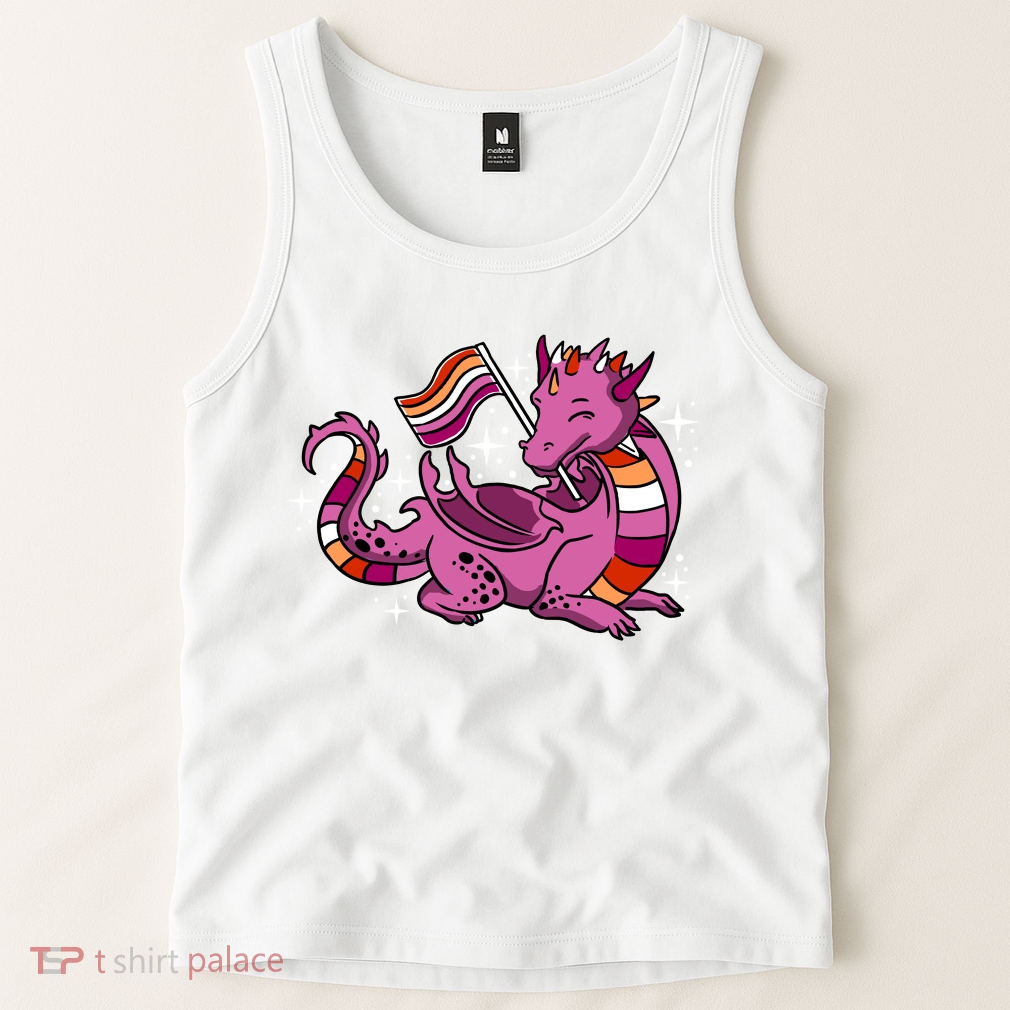 Lesbian Dragon Orange Pink Lesbian Pride Cute Gift Tank Top