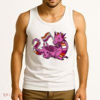 Lesbian Dragon Orange Pink Lesbian Pride Cute Gift Tank Top thumb 3