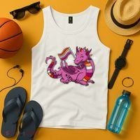 Lesbian Dragon Orange Pink Lesbian Pride Cute Gift Tank Top thumb 4
