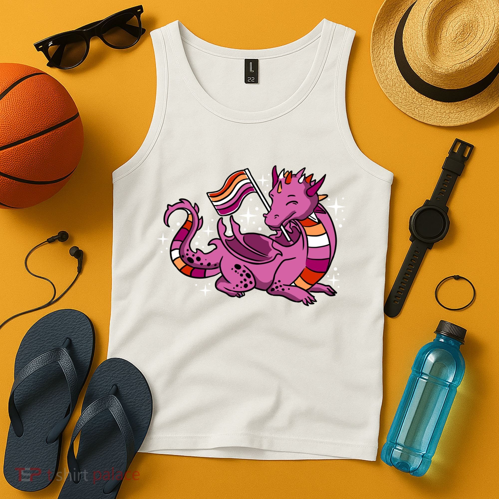 Lesbian Dragon Orange Pink Lesbian Pride Cute Gift Tank Top