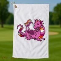 Lesbian Dragon Orange Pink Lesbian Pride Cute Gift Golf Towel thumb 1