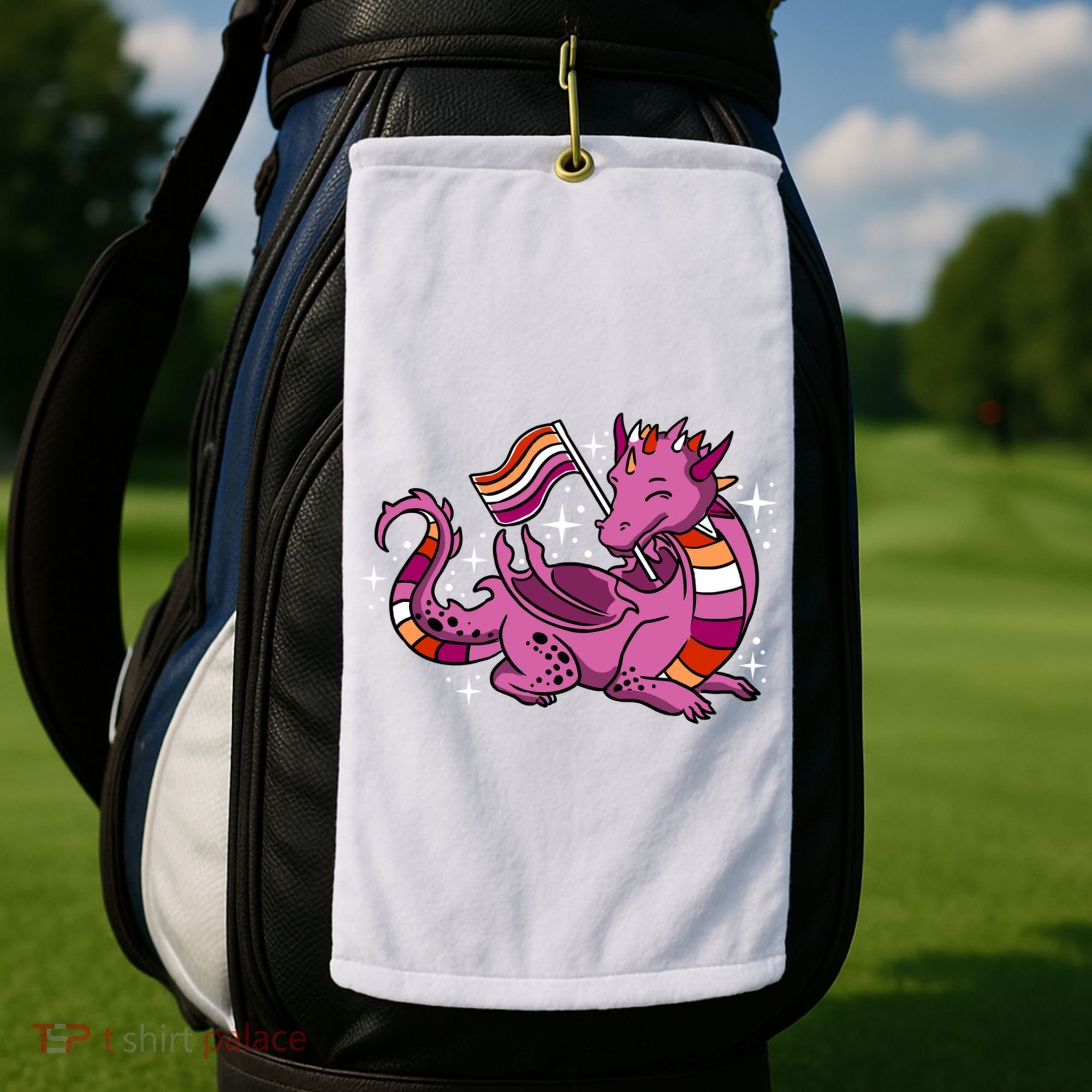 Lesbian Dragon Orange Pink Lesbian Pride Cute Gift Golf Towel